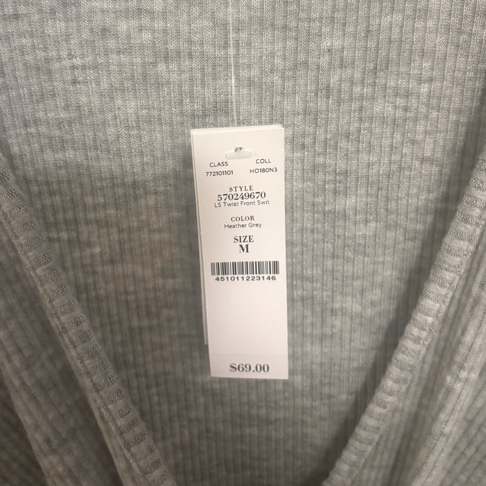 Top Heather Grey Ribbed White House black market